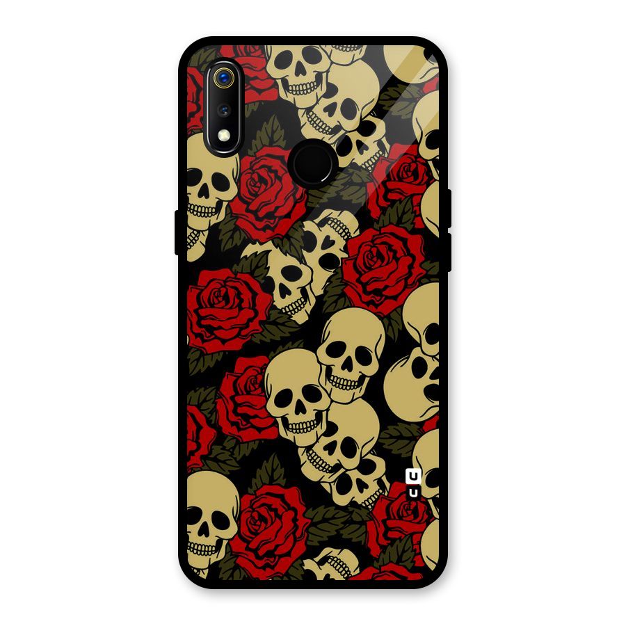 Skulled Roses Glass Back Case for Realme 3