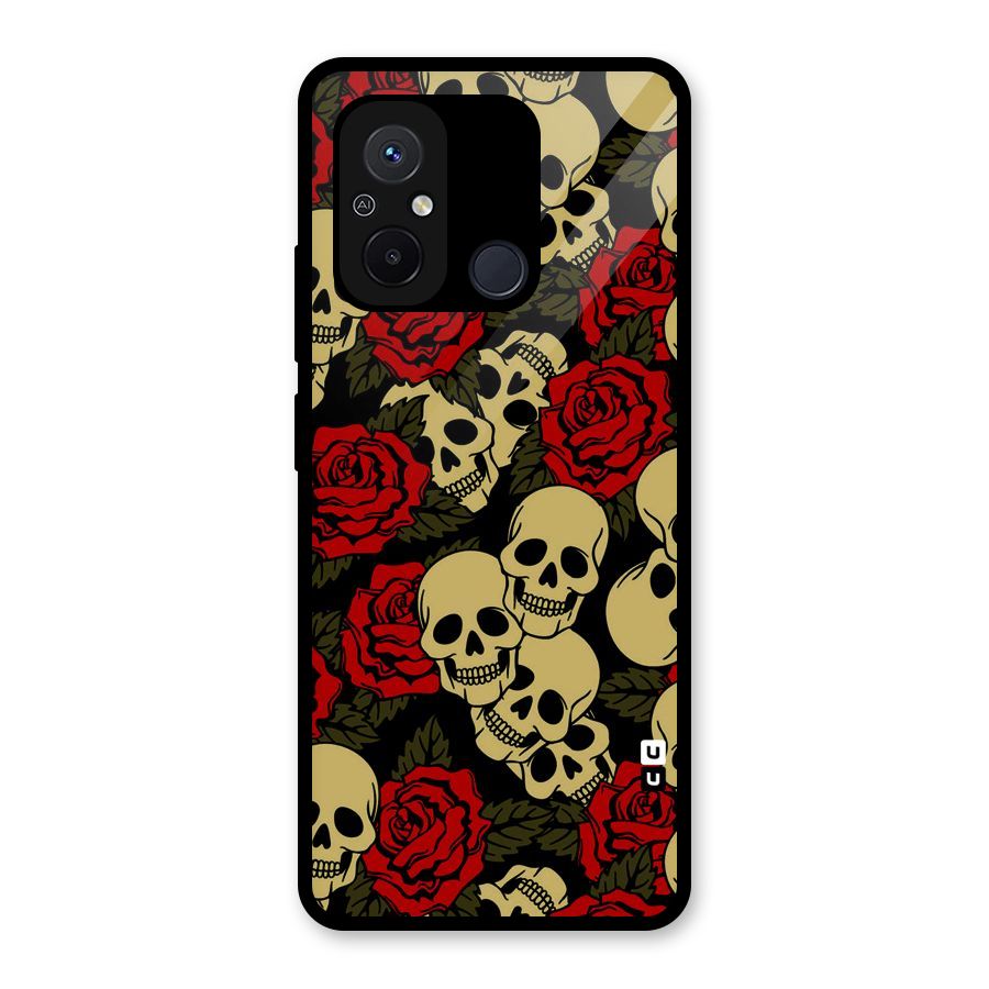 Skulled Roses Glass Back Case for Redmi 12C