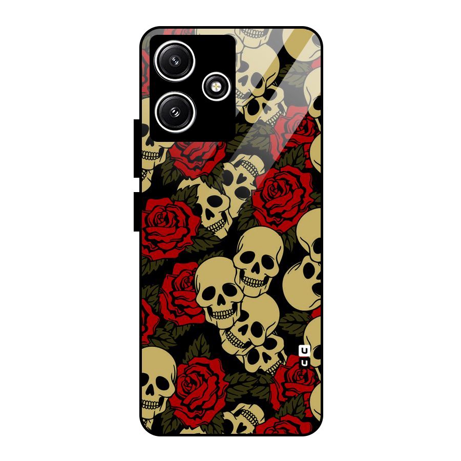 Skulled Roses Glass Back Case for Redmi 12 5G