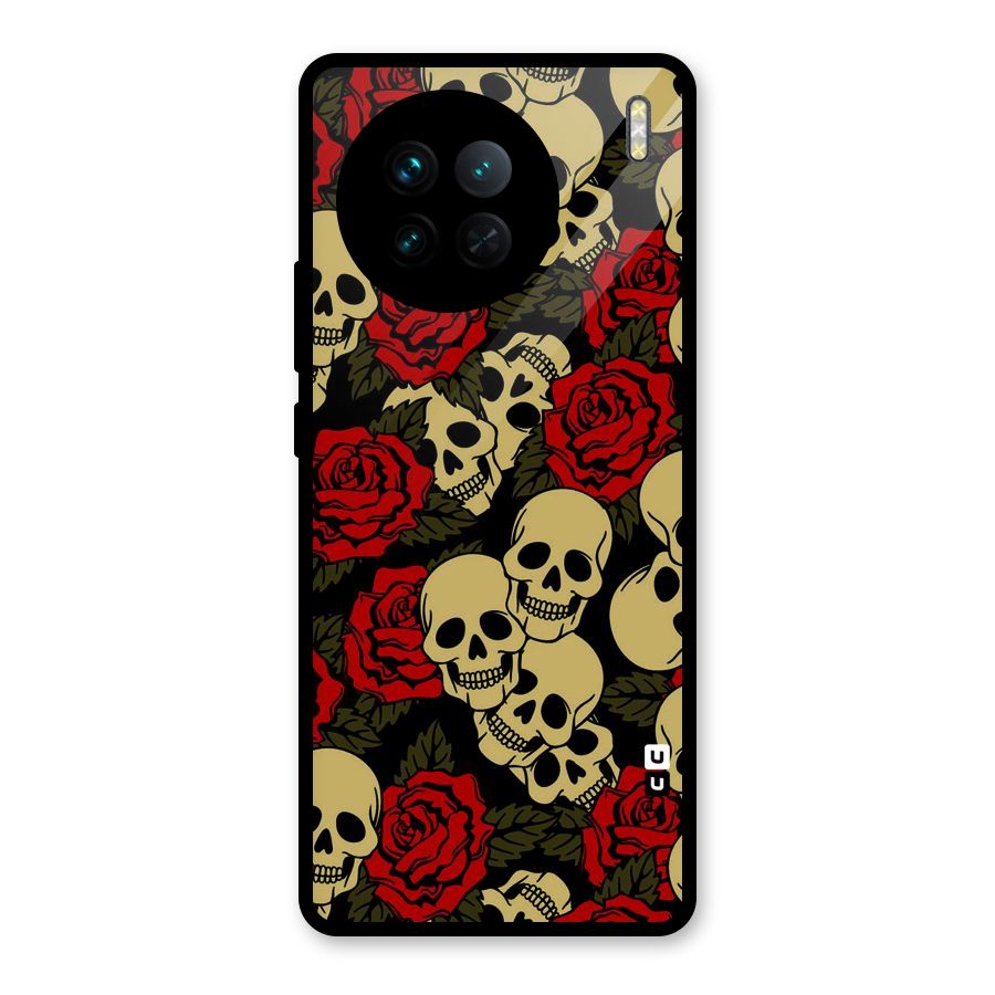 Skulled Roses Glass Back Case for Vivo X90