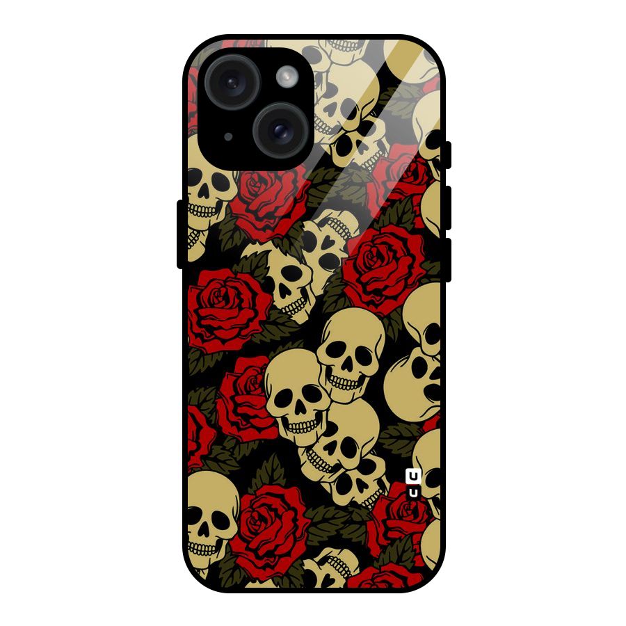 Skulled Roses Glass Back Case for iPhone 15
