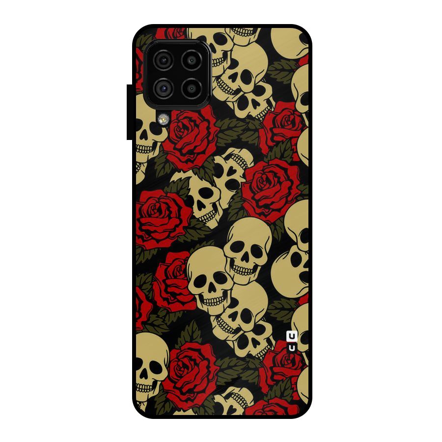 Skulled Roses Metal Back Case for Galaxy A22 4G