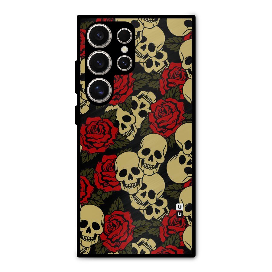 Skulled Roses Metal Back Case for Galaxy S24 Ultra
