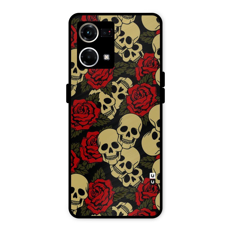 Skulled Roses Metal Back Case for Oppo F21 Pro 4G