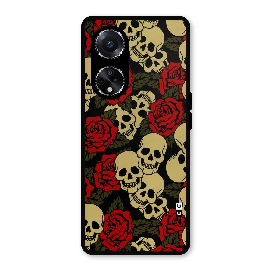 Skulled Roses Metal Back Case for Oppo F23