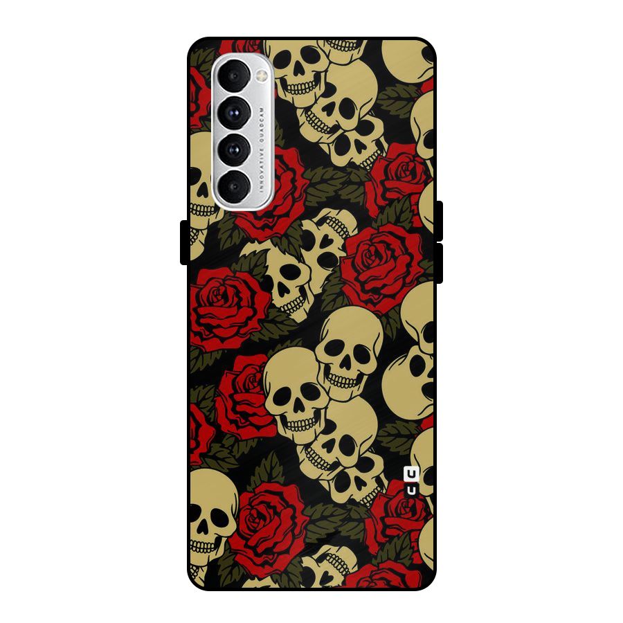 Skulled Roses Metal Back Case for Oppo Reno4 Pro