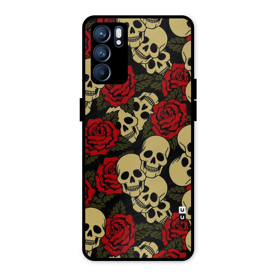 Skulled Roses Metal Back Case for Oppo Reno6 5G