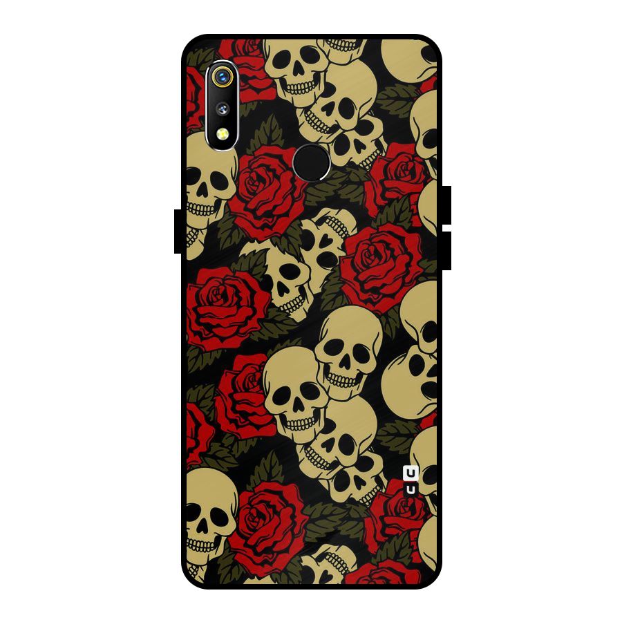 Skulled Roses Metal Back Case for Realme 3i