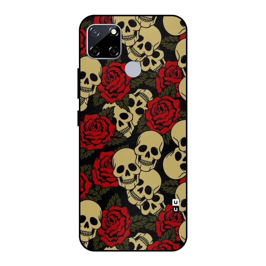 Skulled Roses Metal Back Case for Realme Narzo 30A