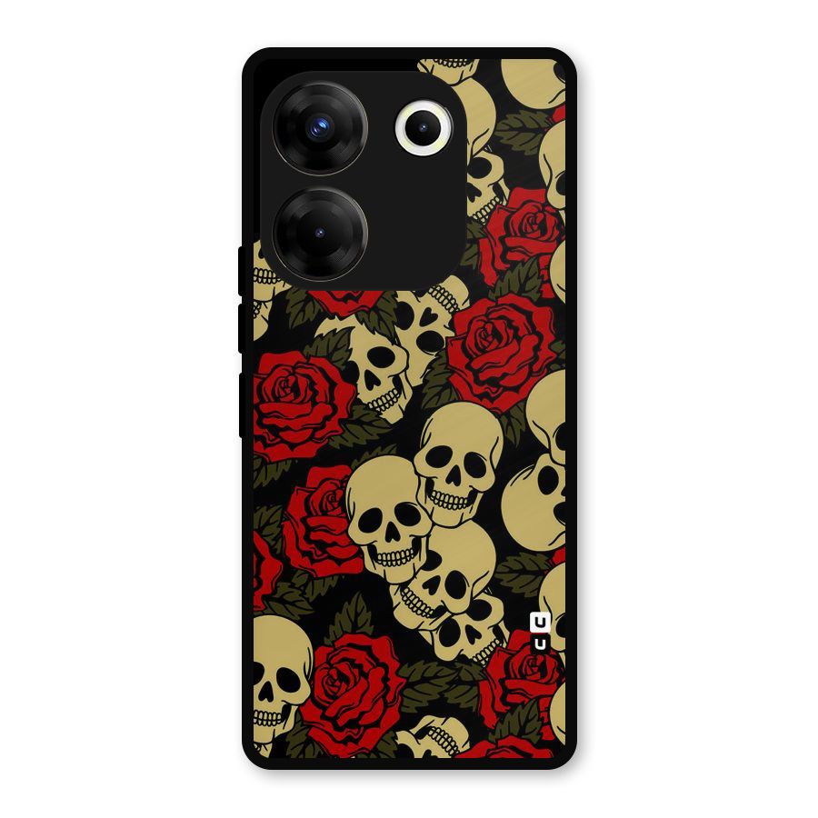 Skulled Roses Metal Back Case for Tecno Camon 20 Pro