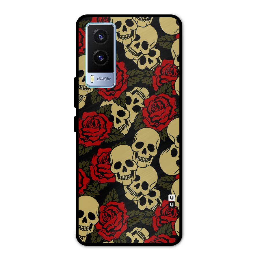 Skulled Roses Metal Back Case for Vivo V21e 5G