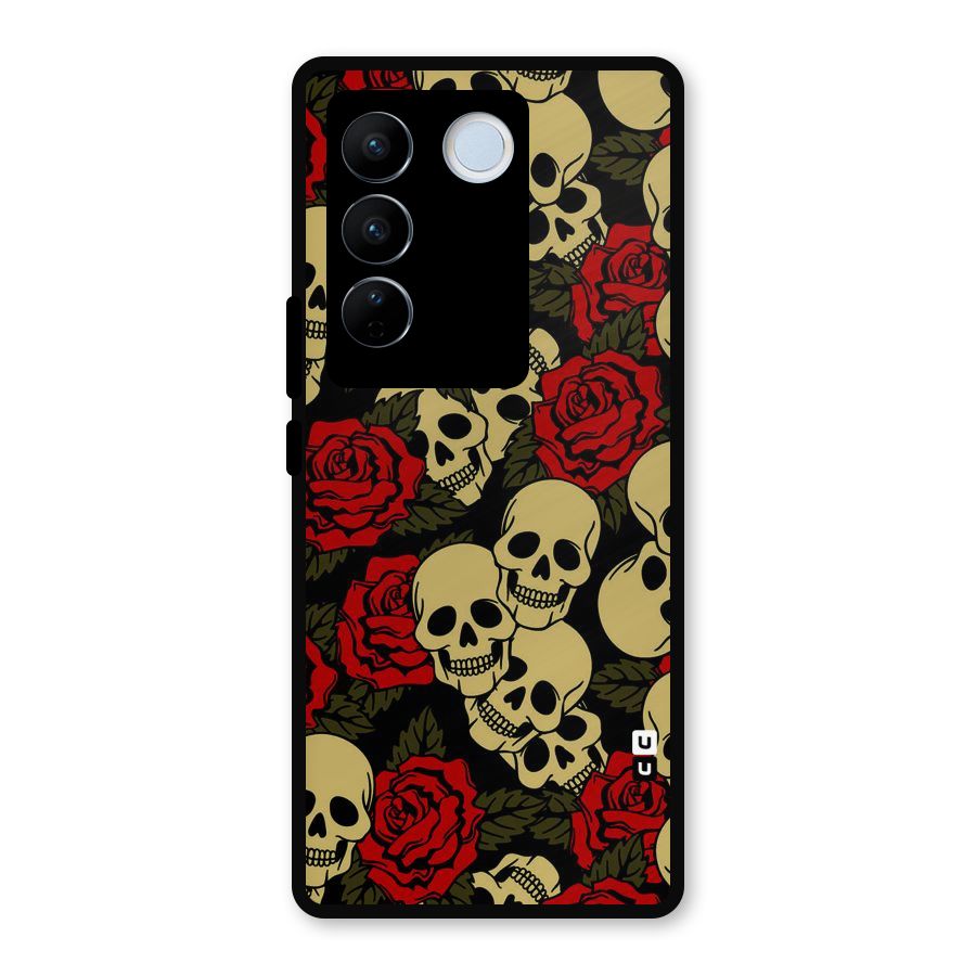 Skulled Roses Metal Back Case for Vivo V27 Pro