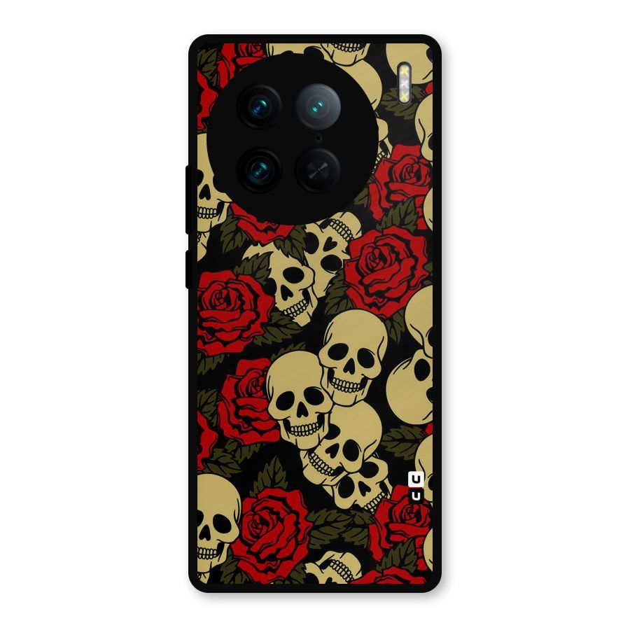 Skulled Roses Metal Back Case for Vivo X90 Pro