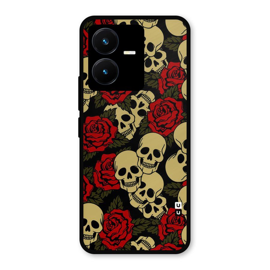Skulled Roses Metal Back Case for Vivo Y22