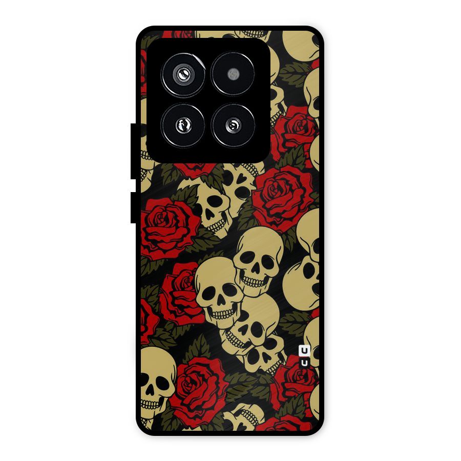 Skulled Roses Metal Back Case for Xiaomi 14 Pro