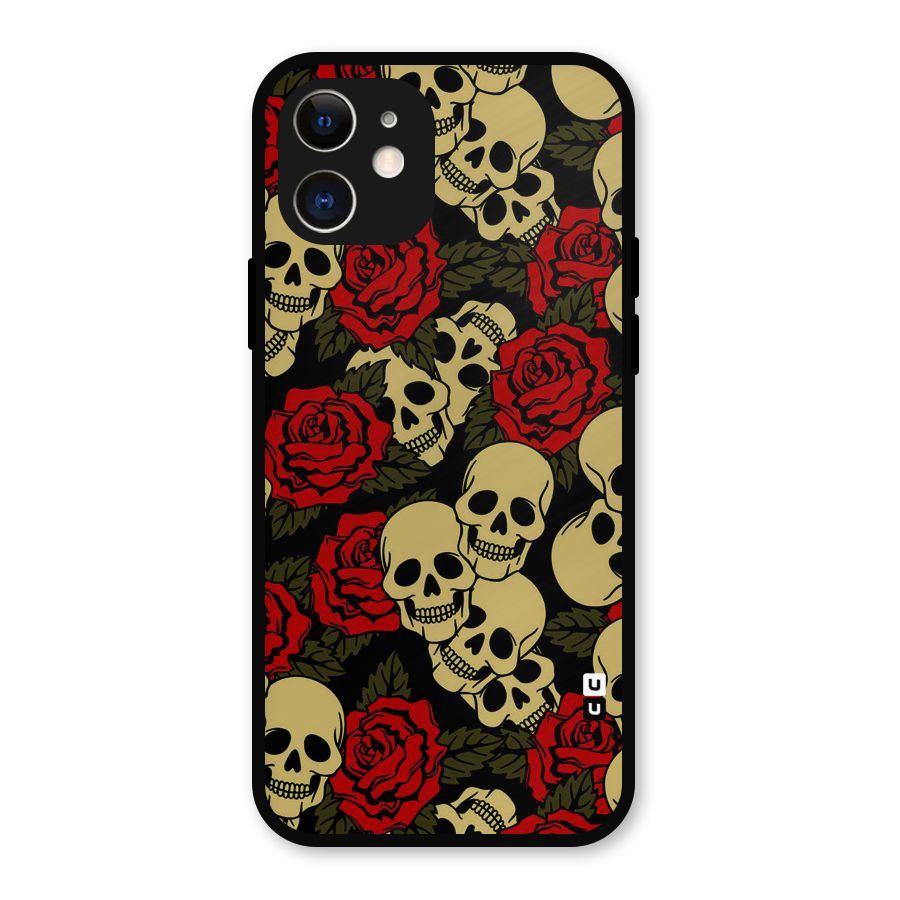 Skulled Roses Metal Back Case for iPhone 12