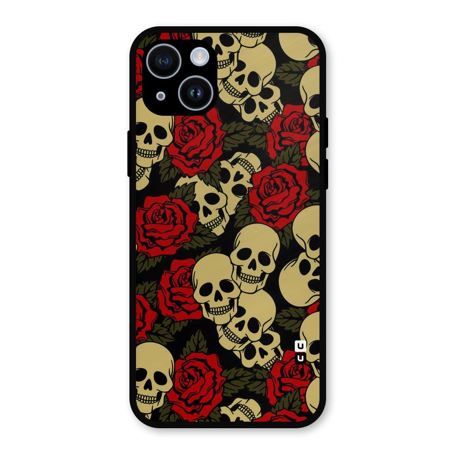 Skulled Roses Metal Back Case for iPhone 14