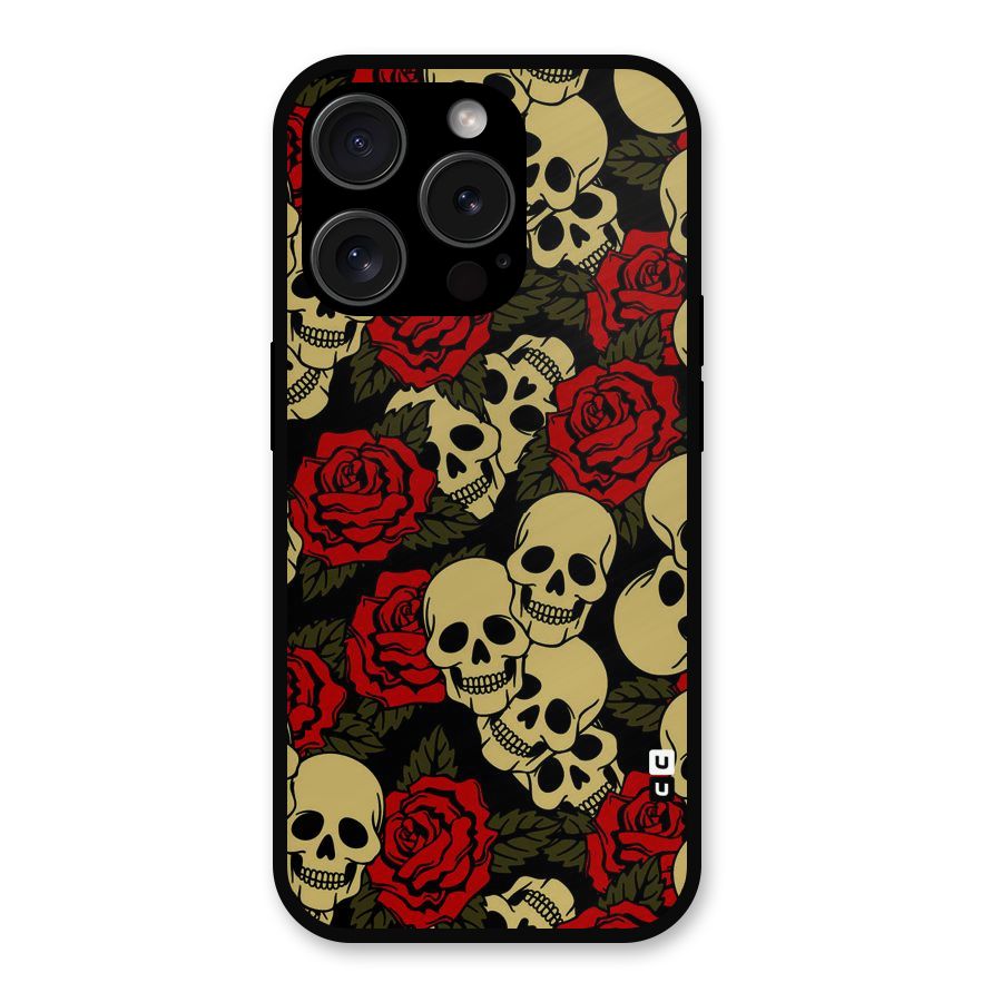 Skulled Roses Metal Back Case for iPhone 15 Pro