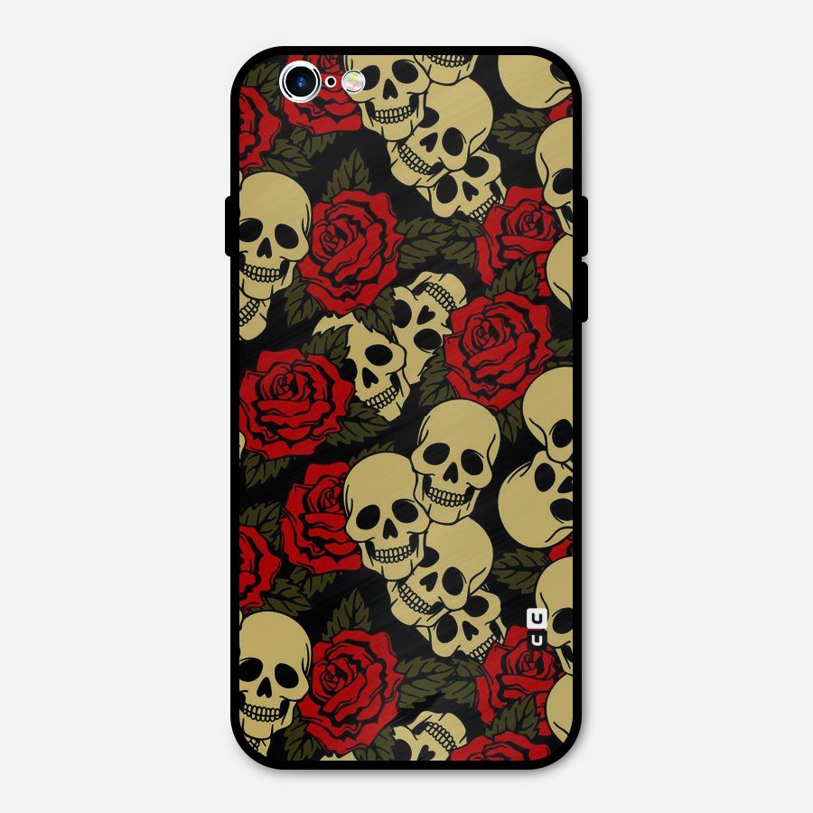 Skulled Roses Metal Back Case for iPhone 6 6s