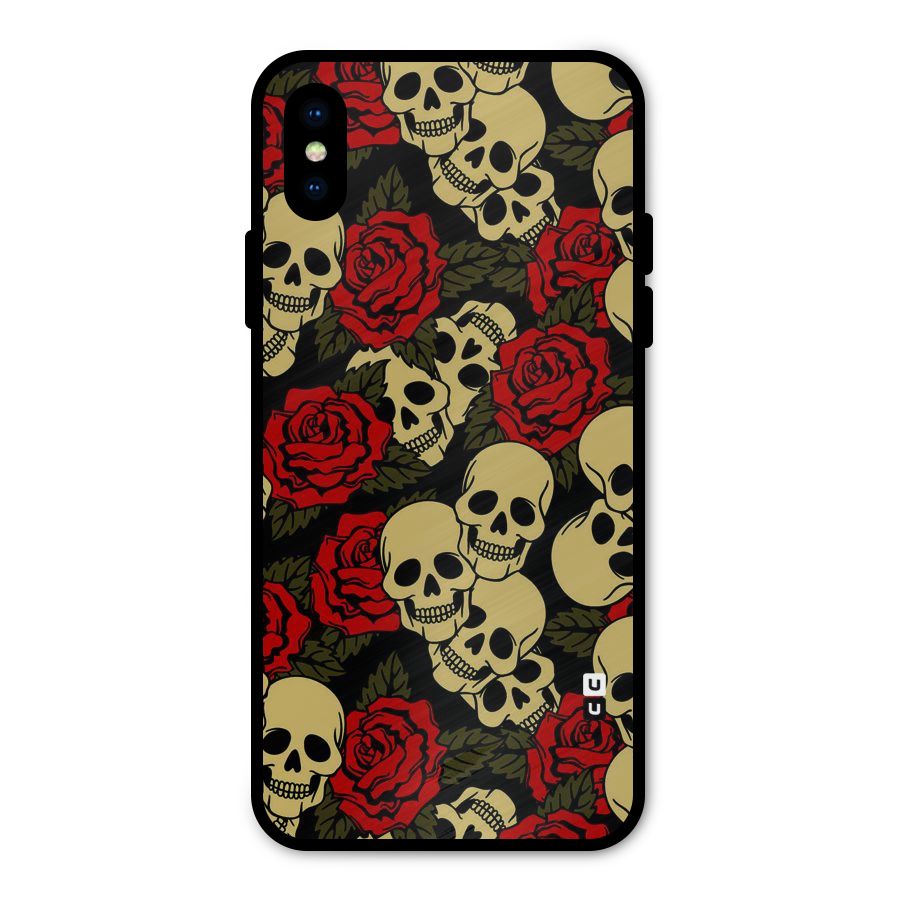 Skulled Roses Metal Back Case for iPhone XS