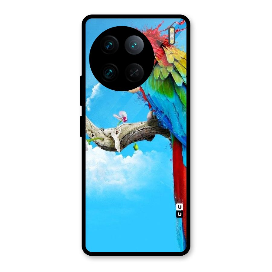 Sky Parrot Glass Back Case for Vivo X90 Pro
