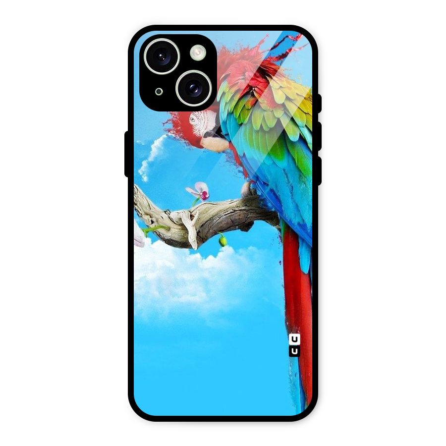 Sky Parrot Glass Back Case for iPhone 15 Plus