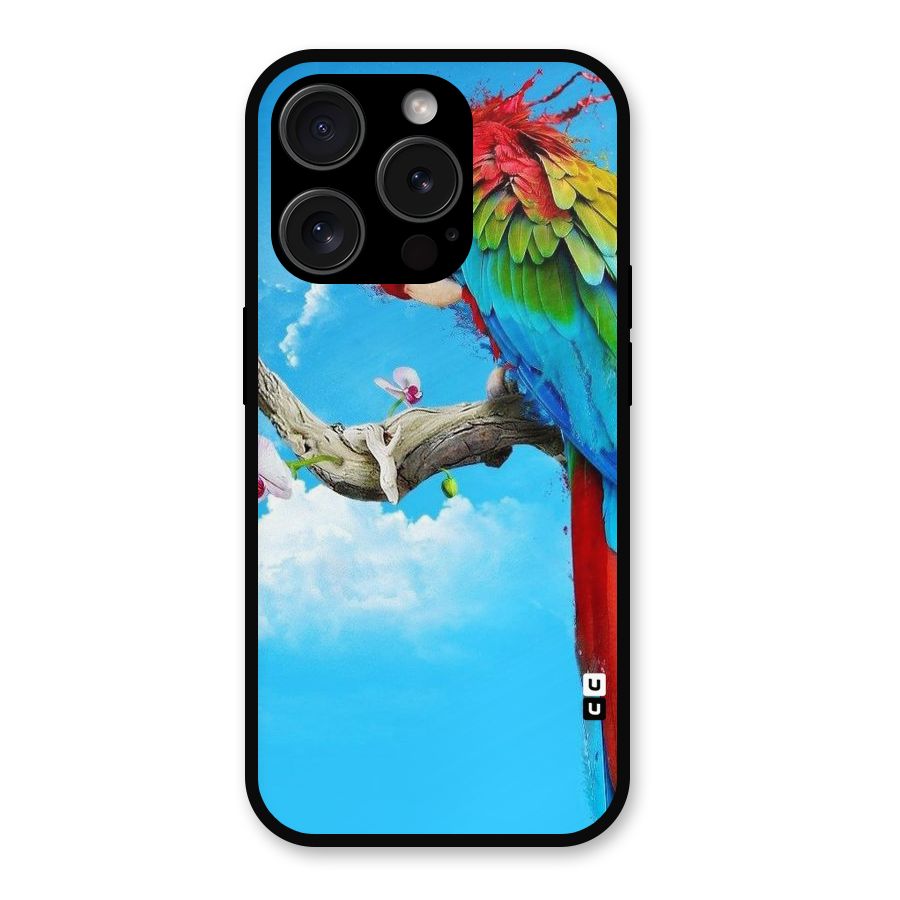 Sky Parrot Metal Back Case for iPhone 15 Pro