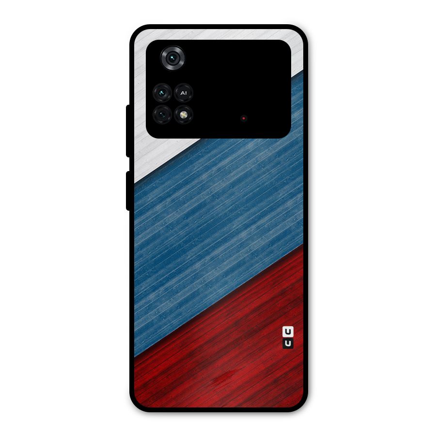 Slant Beautiful Stripe Metal Back Case for Poco M4 Pro 4G