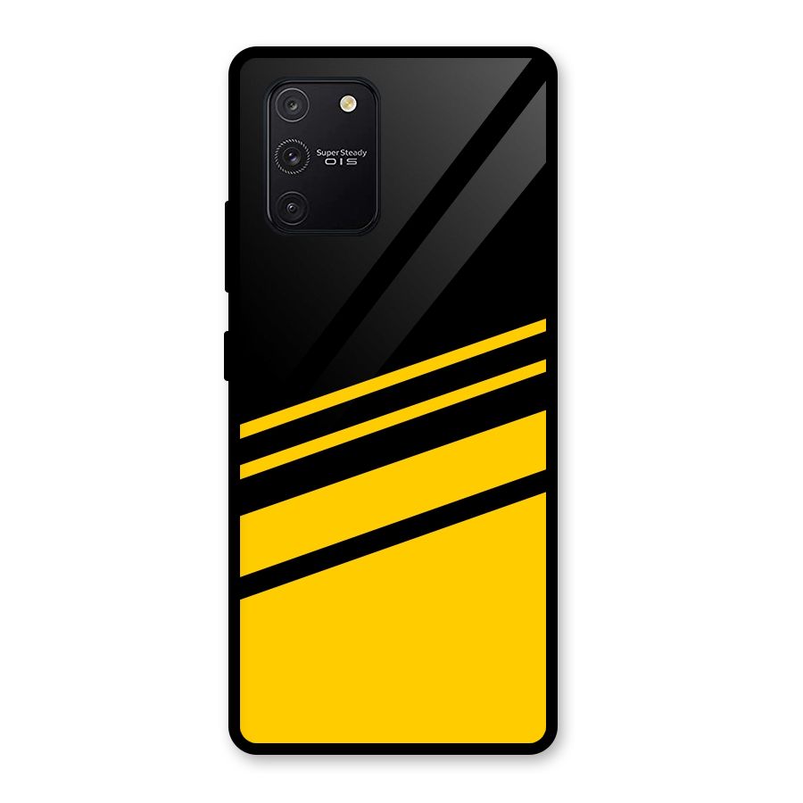 Slant Yellow Stripes Glass Back Case for Galaxy S10 Lite