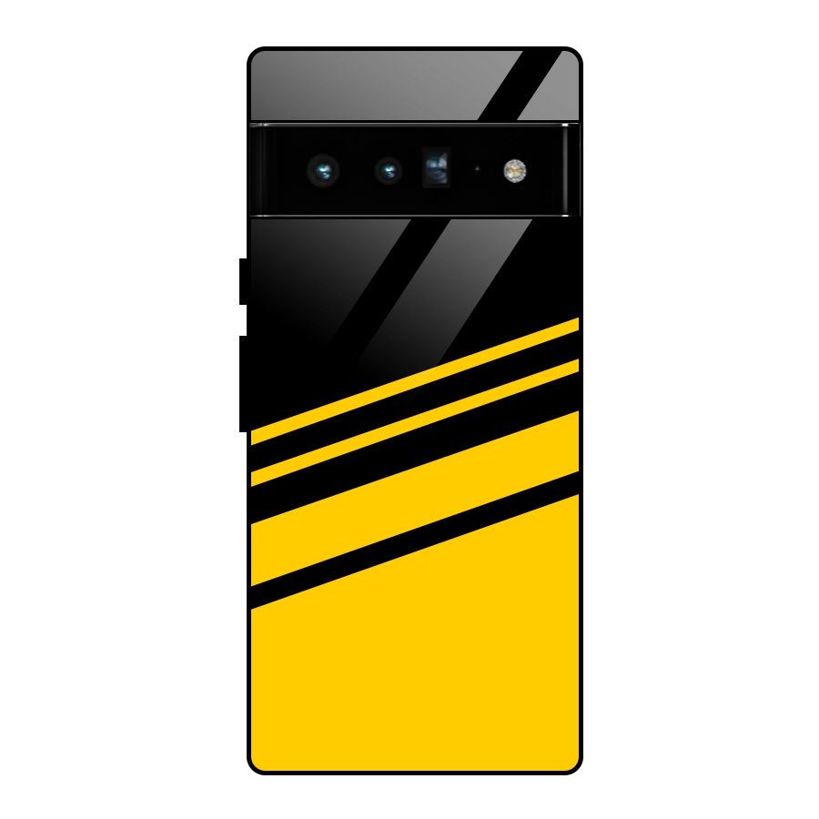 Slant Yellow Stripes Glass Back Case for Google Pixel 6 Pro