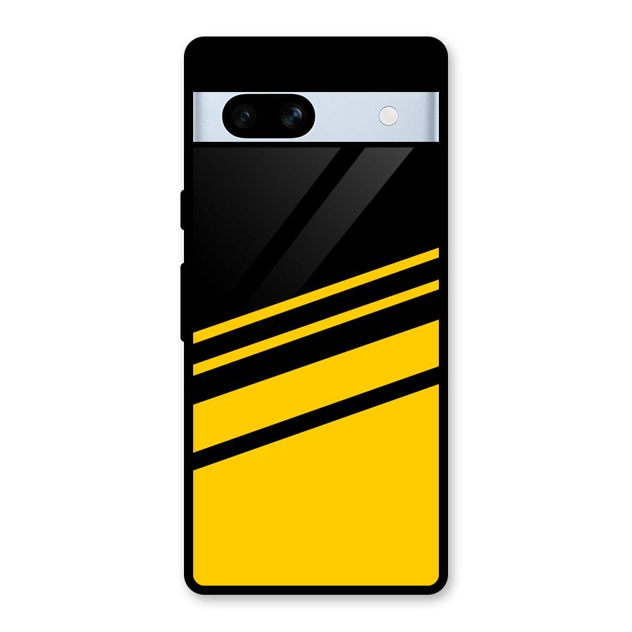 Slant Yellow Stripes Glass Back Case for Google Pixel 7a