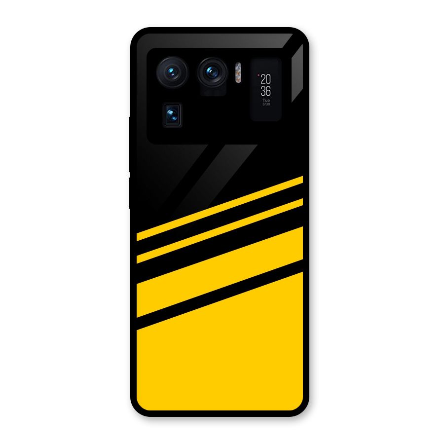 Slant Yellow Stripes Glass Back Case for Mi 11 Ultra