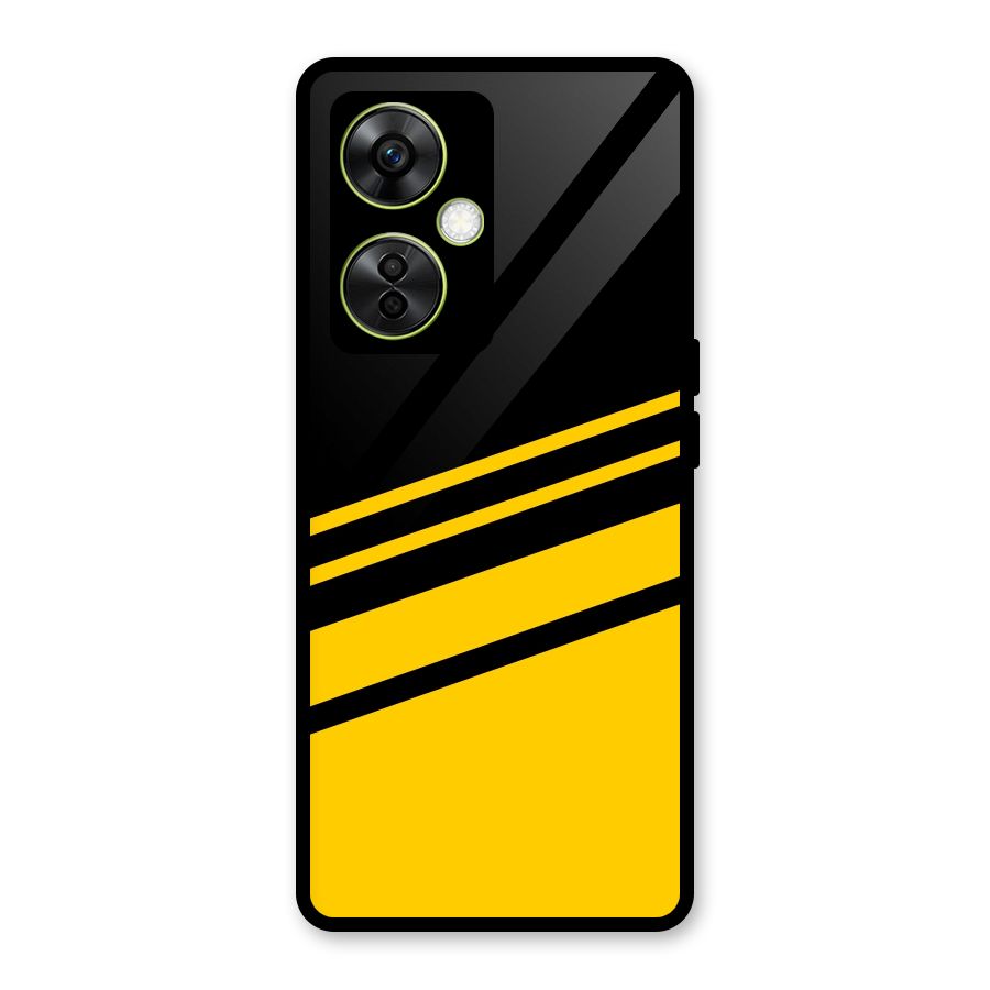 Slant Yellow Stripes Glass Back Case for OnePlus Nord CE 3 Lite