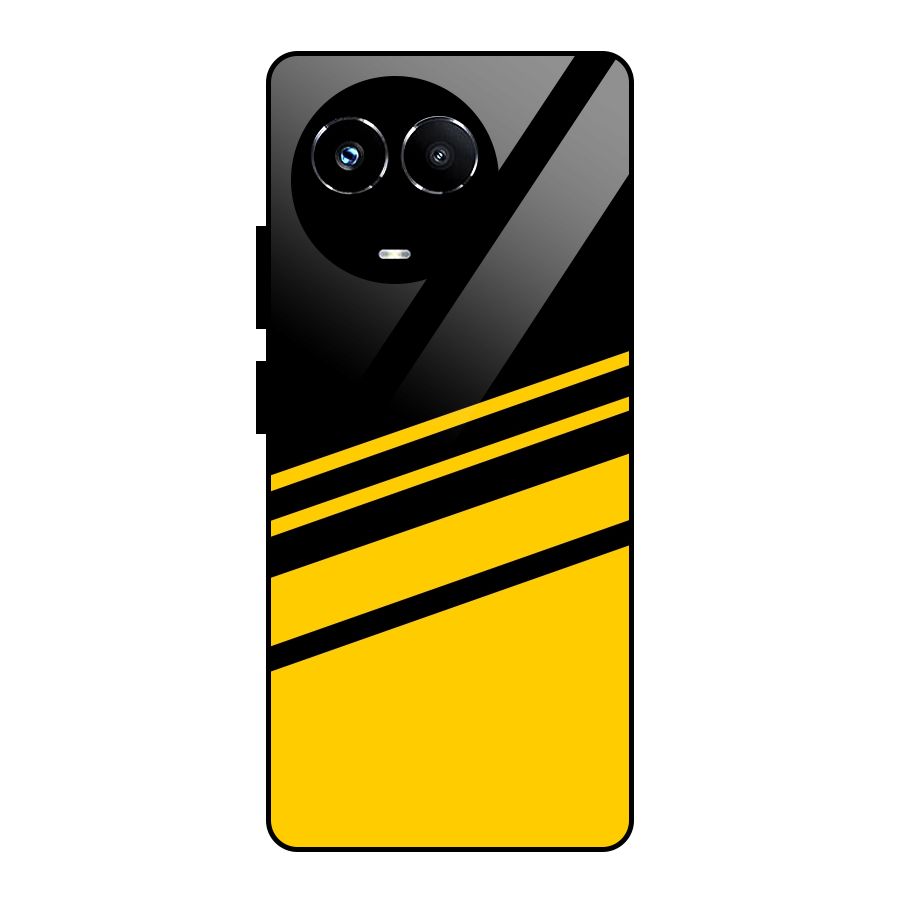 Slant Yellow Stripes Glass Back Case for Realme 11X