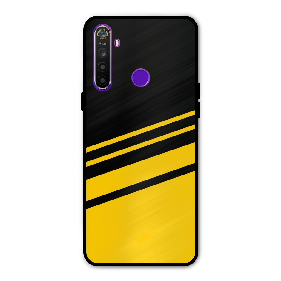 Slant Yellow Stripes Glass Back Case for Realme 5s
