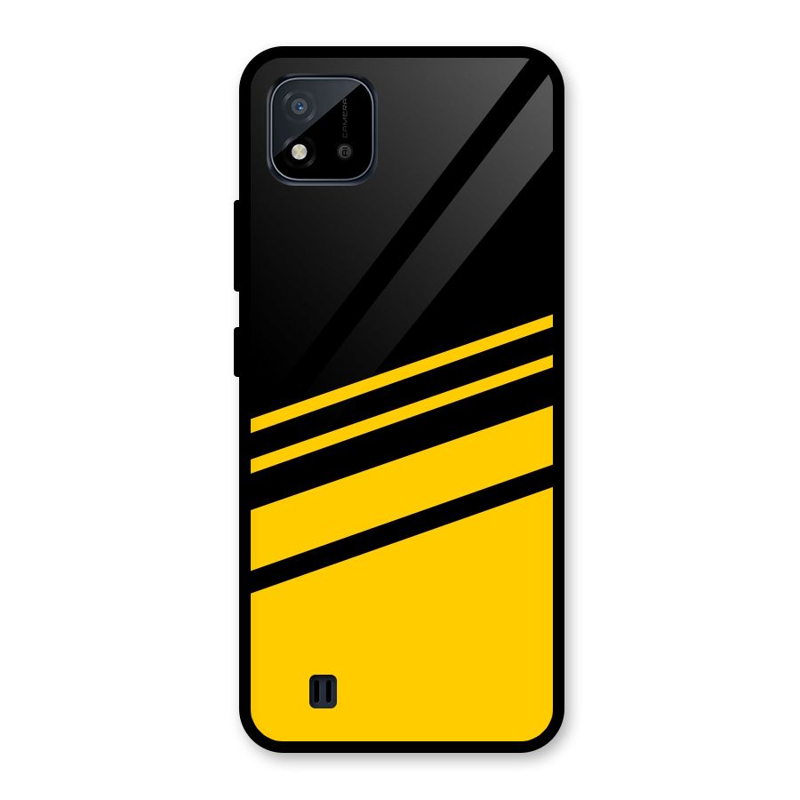 Slant Yellow Stripes Glass Back Case for Realme C11 2021