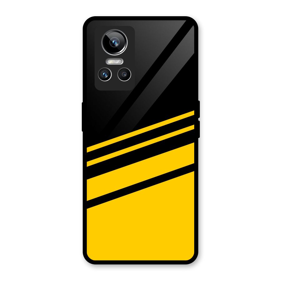 Slant Yellow Stripes Glass Back Case for Realme GT Neo 3