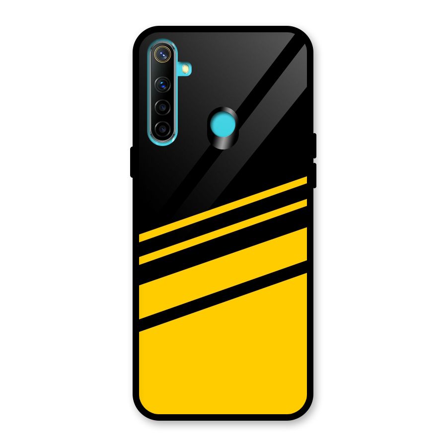 Slant Yellow Stripes Glass Back Case for Realme Narzo 10