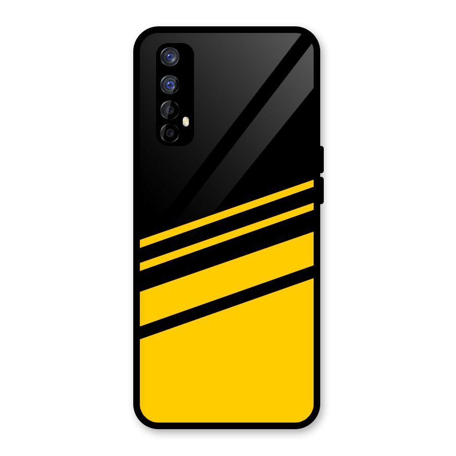 Slant Yellow Stripes Glass Back Case for Realme Narzo 20 Pro