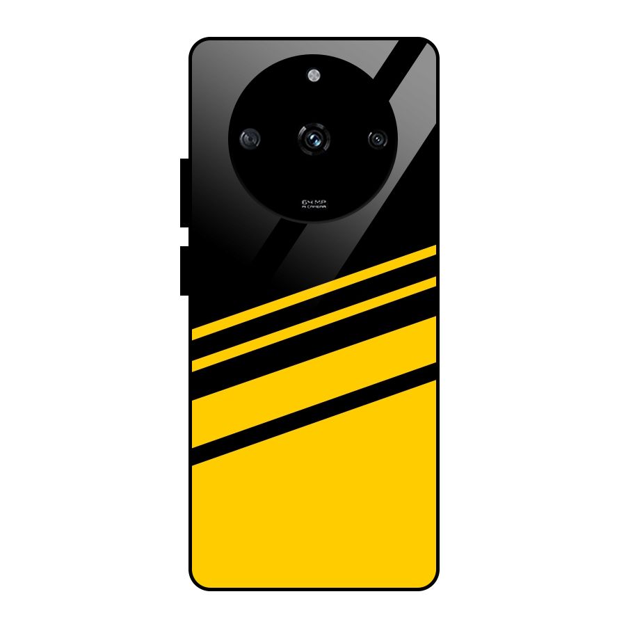 Slant Yellow Stripes Glass Back Case for Realme Narzo 60 5G