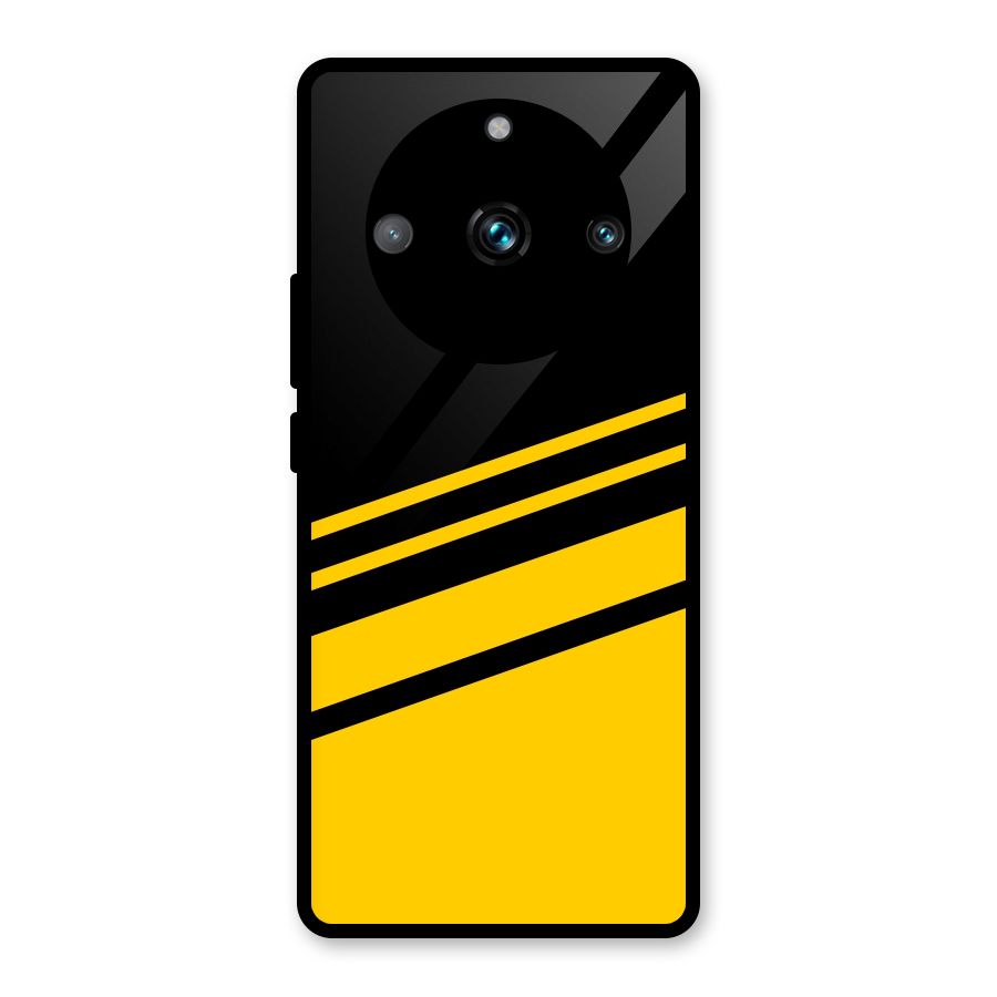 Slant Yellow Stripes Glass Back Case for Realme Narzo 60 Pro
