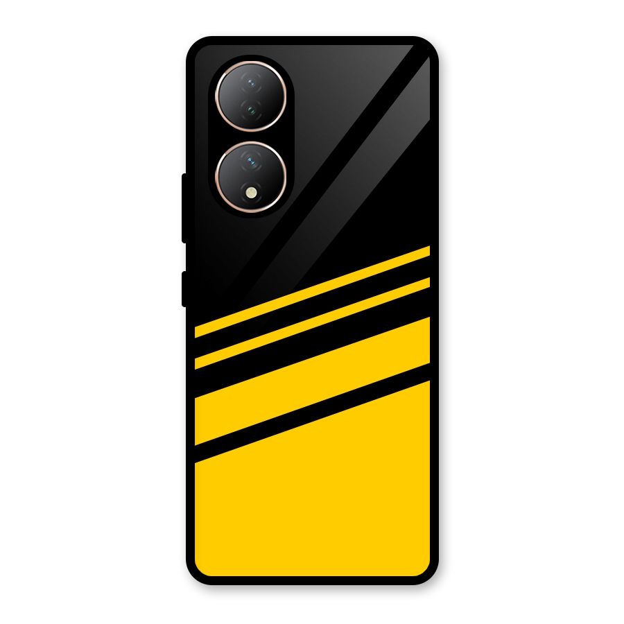 Slant Yellow Stripes Glass Back Case for Vivo Y100A