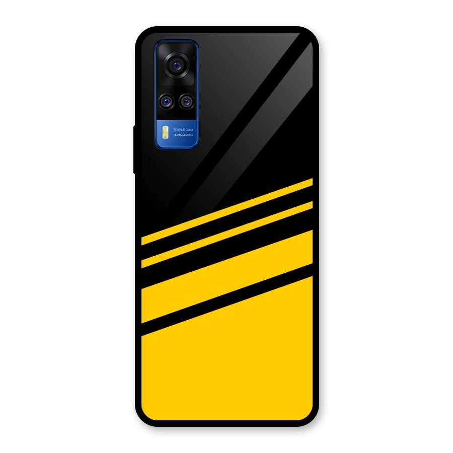 Slant Yellow Stripes Glass Back Case for Vivo Y31