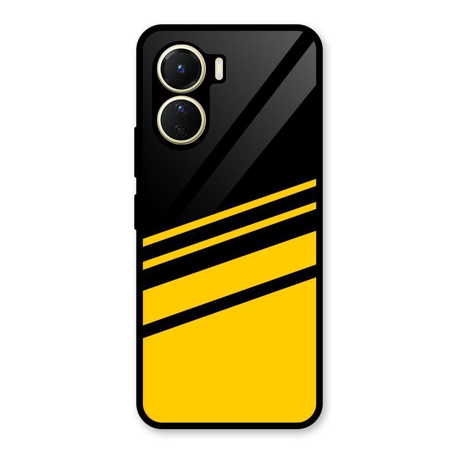 Slant Yellow Stripes Glass Back Case for Vivo Y56