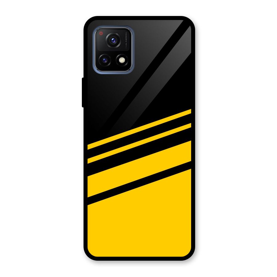 Slant Yellow Stripes Glass Back Case for Vivo Y72 5G