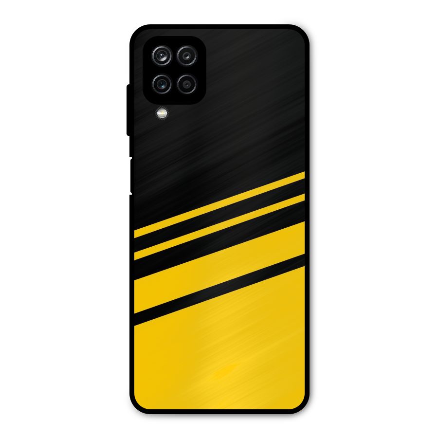 Slant Yellow Stripes Metal Back Case for Galaxy A12