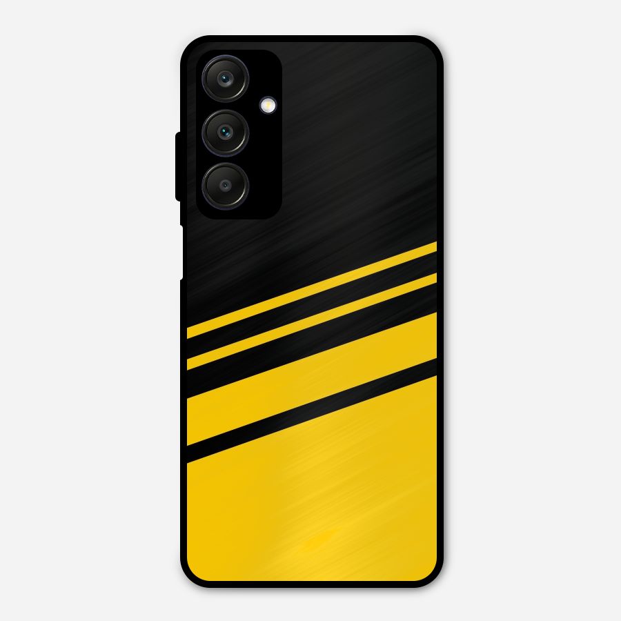 Slant Yellow Stripes Metal Back Case for Galaxy A25 5G