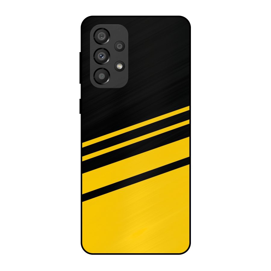 Slant Yellow Stripes Metal Back Case for Galaxy A33 5G
