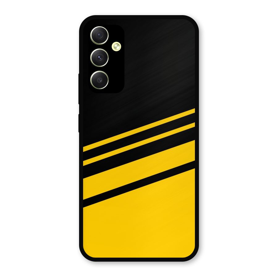Slant Yellow Stripes Metal Back Case for Galaxy A34