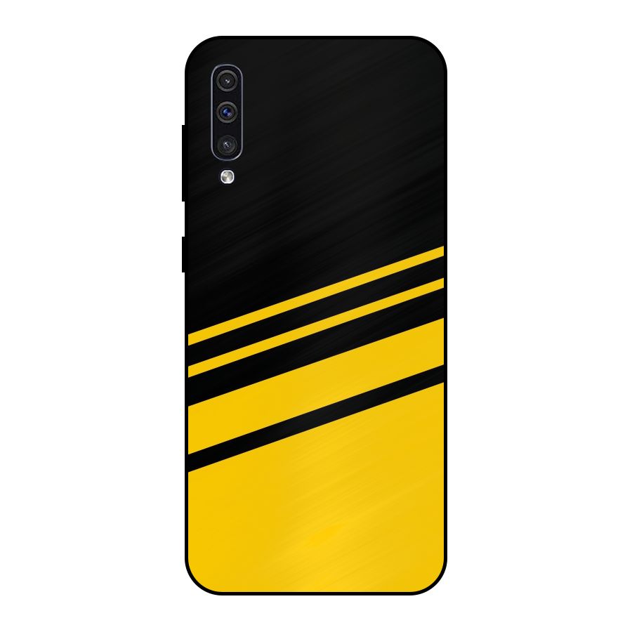 Slant Yellow Stripes Metal Back Case for Galaxy A50